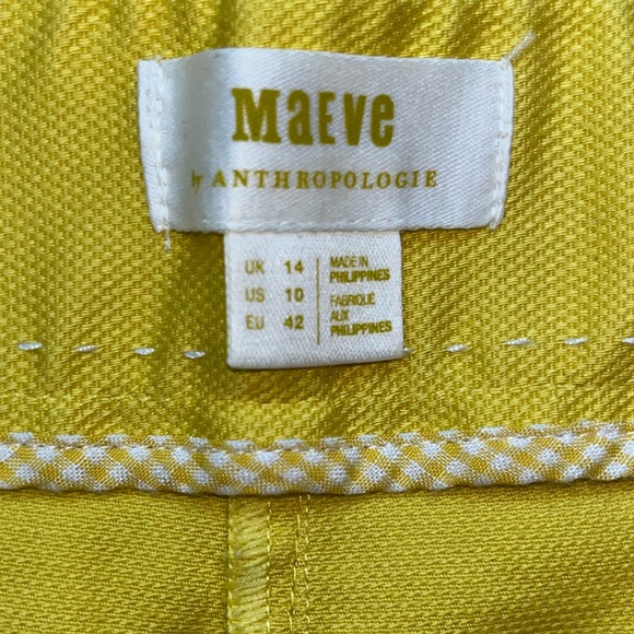 Anthropologie Maeve Yellow Cigarette Capri Pants Jeans size US10 - Picture 8 of 11